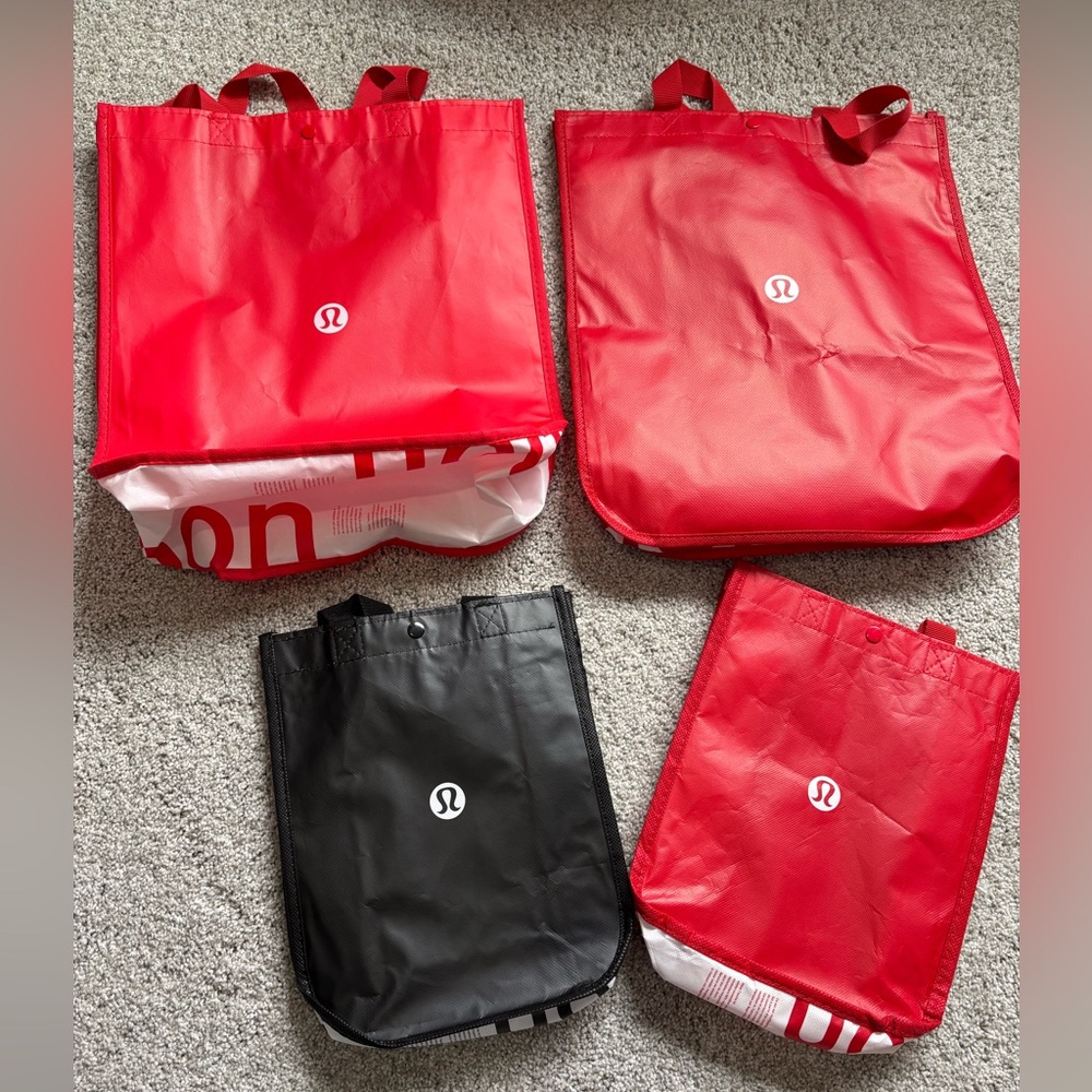 Lululemon Red and Black Tote Bags